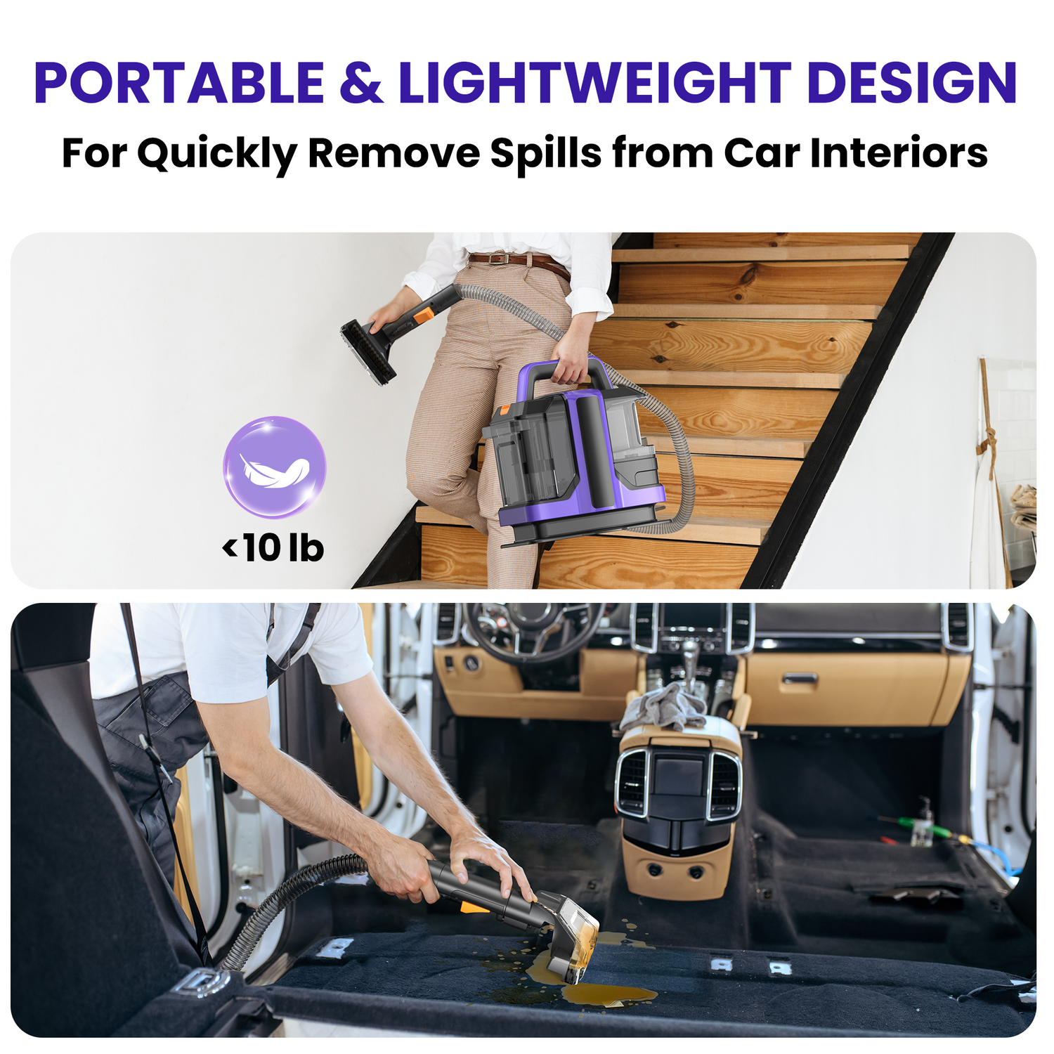 INSE Portable Carpet & Upholstery Cleaner, Spot & Stain Cleaner - Includes 8.5oz Deep Clean Pro Formula, C7