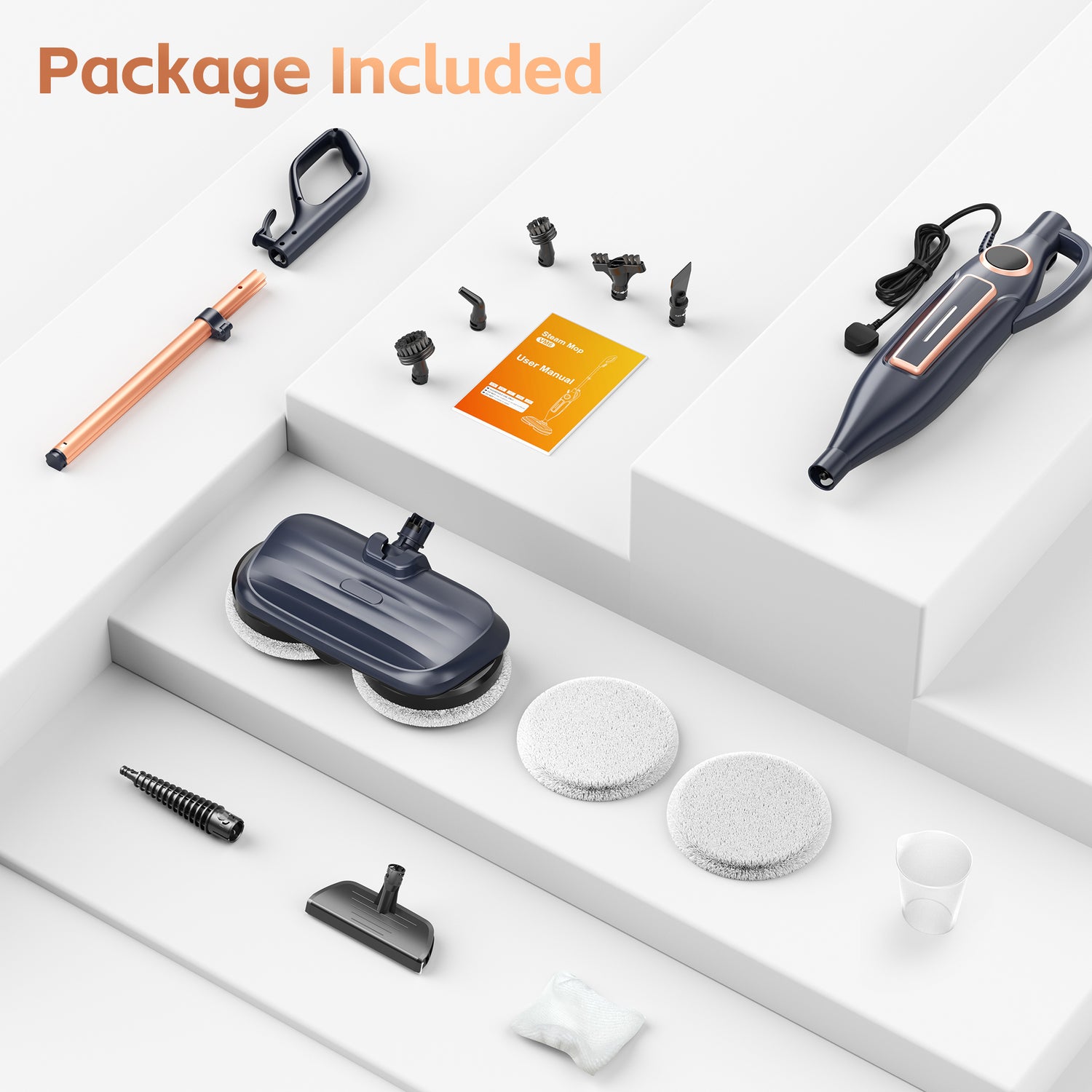 INSE Steam Mop with Rotating Pads, 10 in 1 Scrubbing Steam Vacmop for Kitchen, Hardwood Floor, Marble Floor, VM6