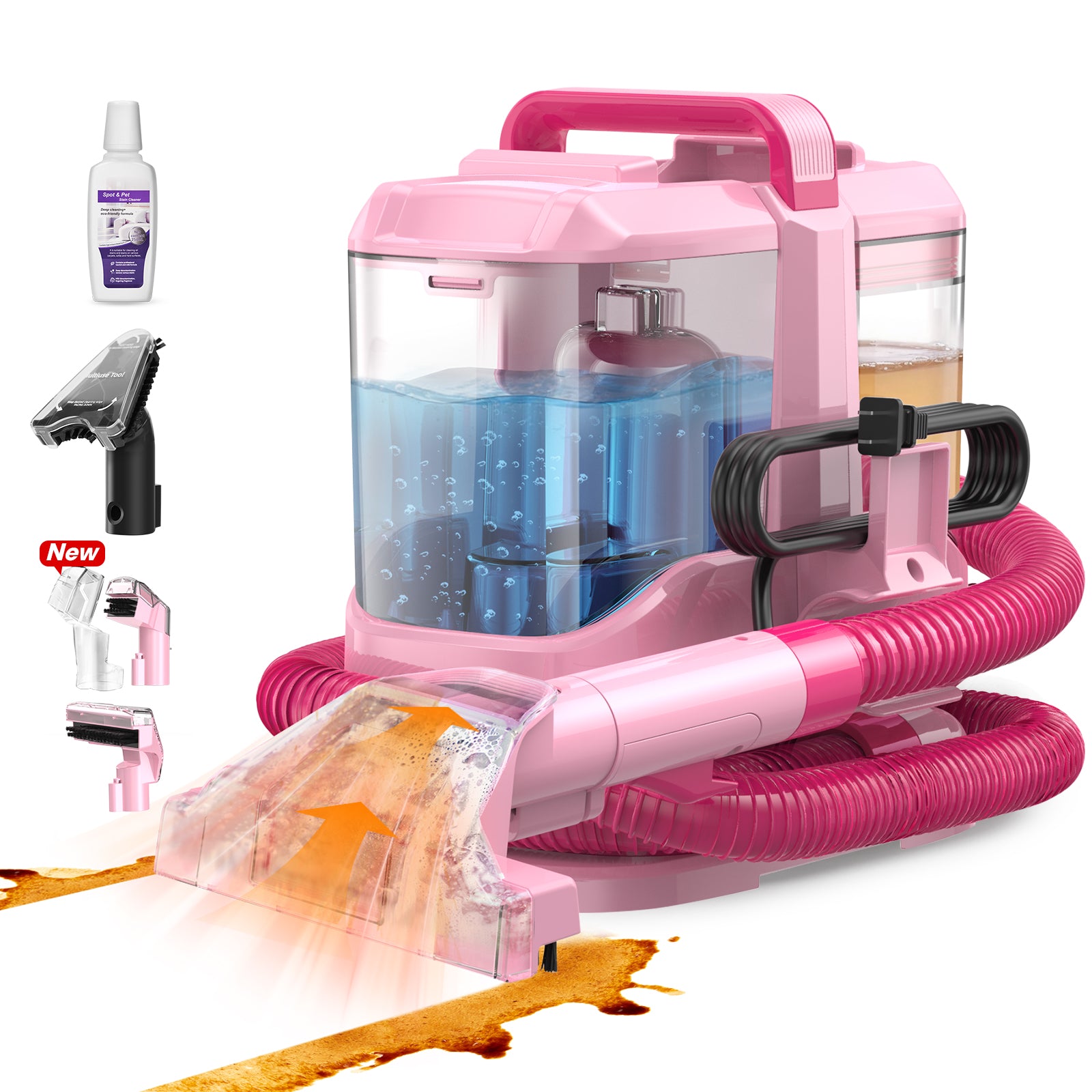Upholstery Carpet Vacuum Cleaner, 18KPa Suction Spot Cleaning Machine for Pet Stains, Carpets, Sofa, Car Seats, Mattress, with 3 Multipurpose Cleaning Tools, 6&
