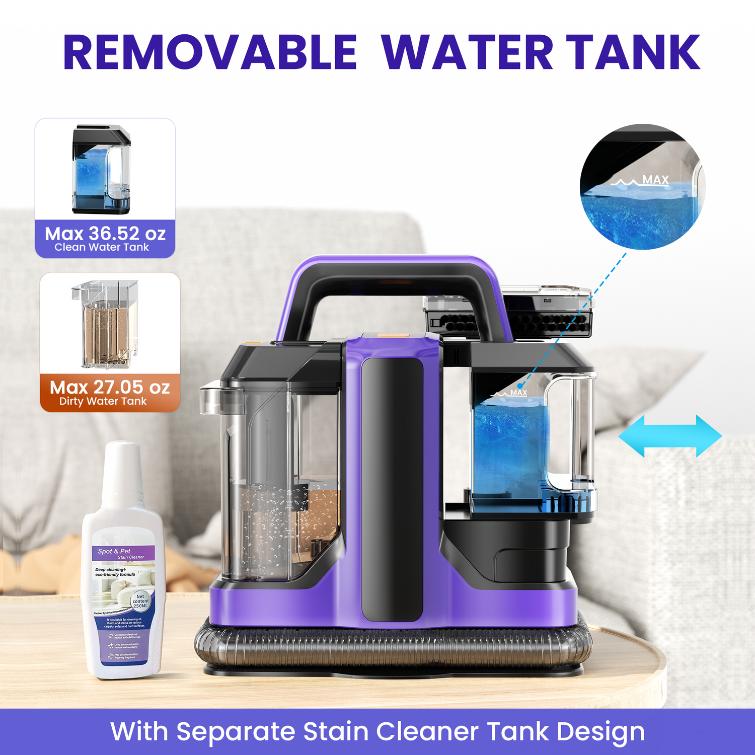 INSE Portable Carpet & Upholstery Cleaner, Spot & Stain Cleaner - Includes 8.5oz Deep Clean Pro Formula, C7