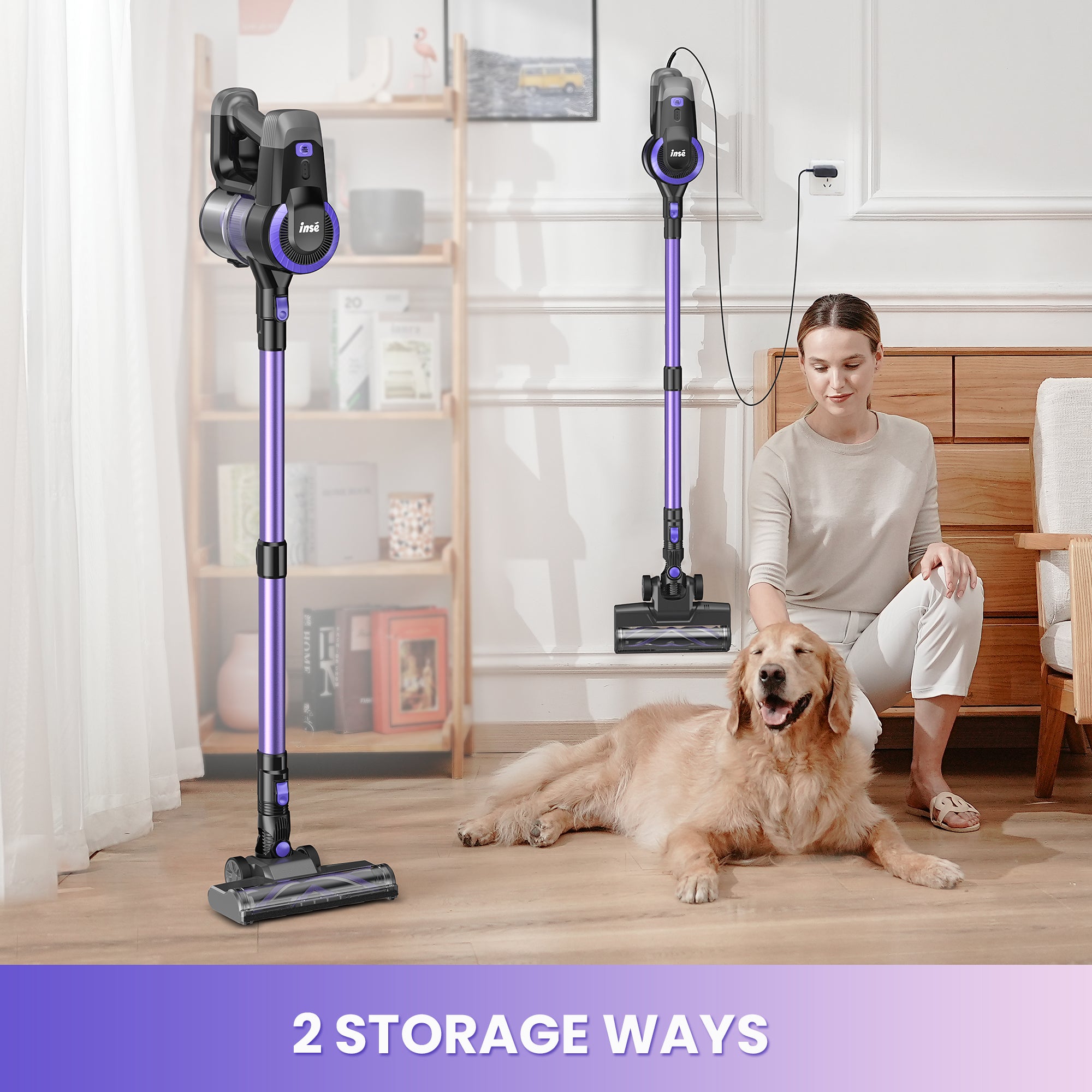 INSE Lightweight Cordless Stick Vacuum Cleaner for Carpet Hardwood Floor Pet Hair, N3P & N3E