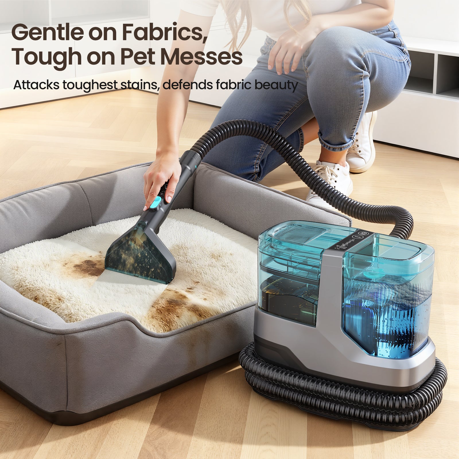 Steam Carpet Cleaner with 18KPa Deep Steam Cleaning, Portable Upholstery Cleaner Machine for Kitchen, Sofa, Pets Stains, Carpet, Car, with 10 Pcs Steam Cleaning Tool Set