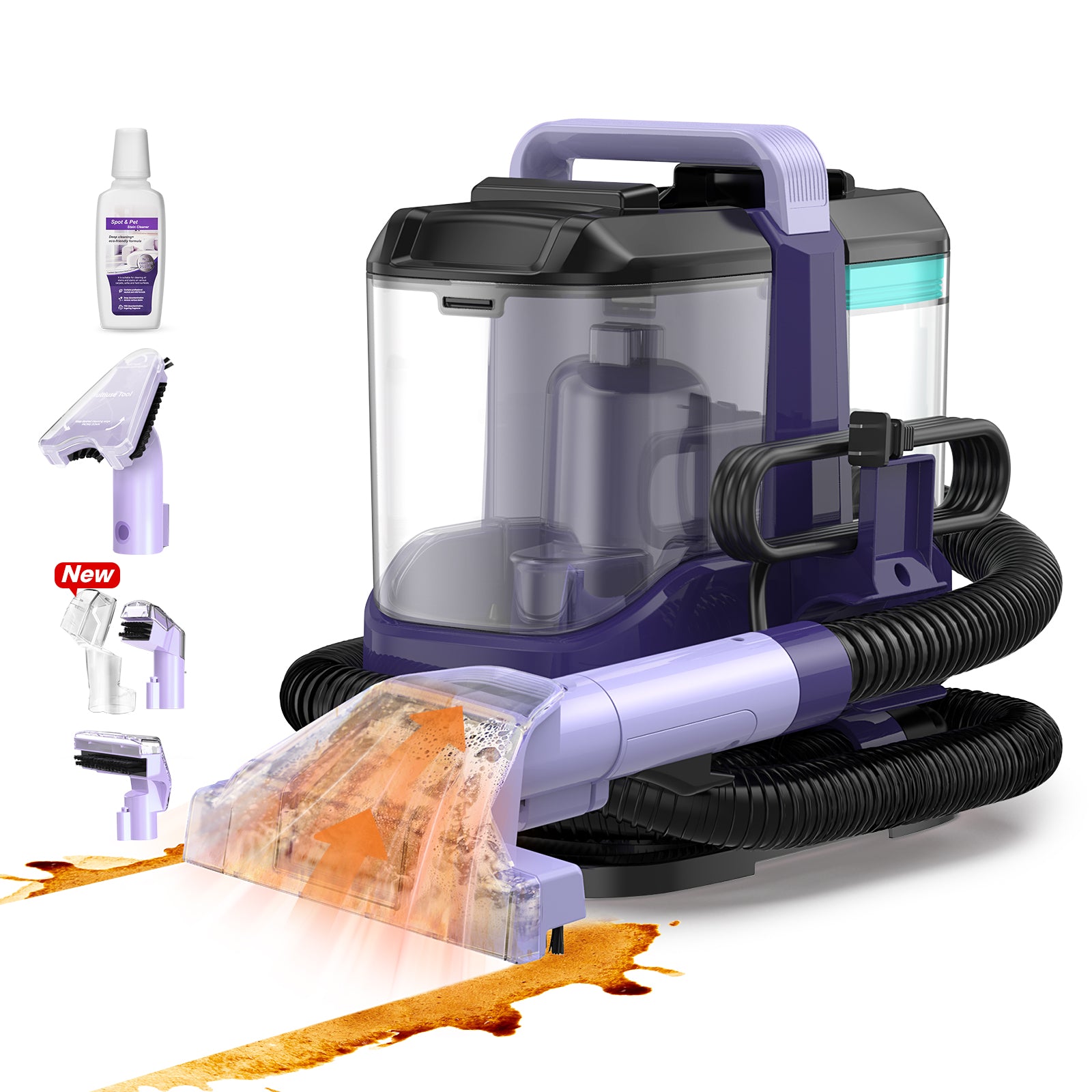 Upholstery Carpet Vacuum Cleaner, 18KPa Suction Spot Cleaning Machine for Pet Stains, Carpets, Sofa, Car Seats, Mattress, with 3 Multipurpose Cleaning Tools, 6&