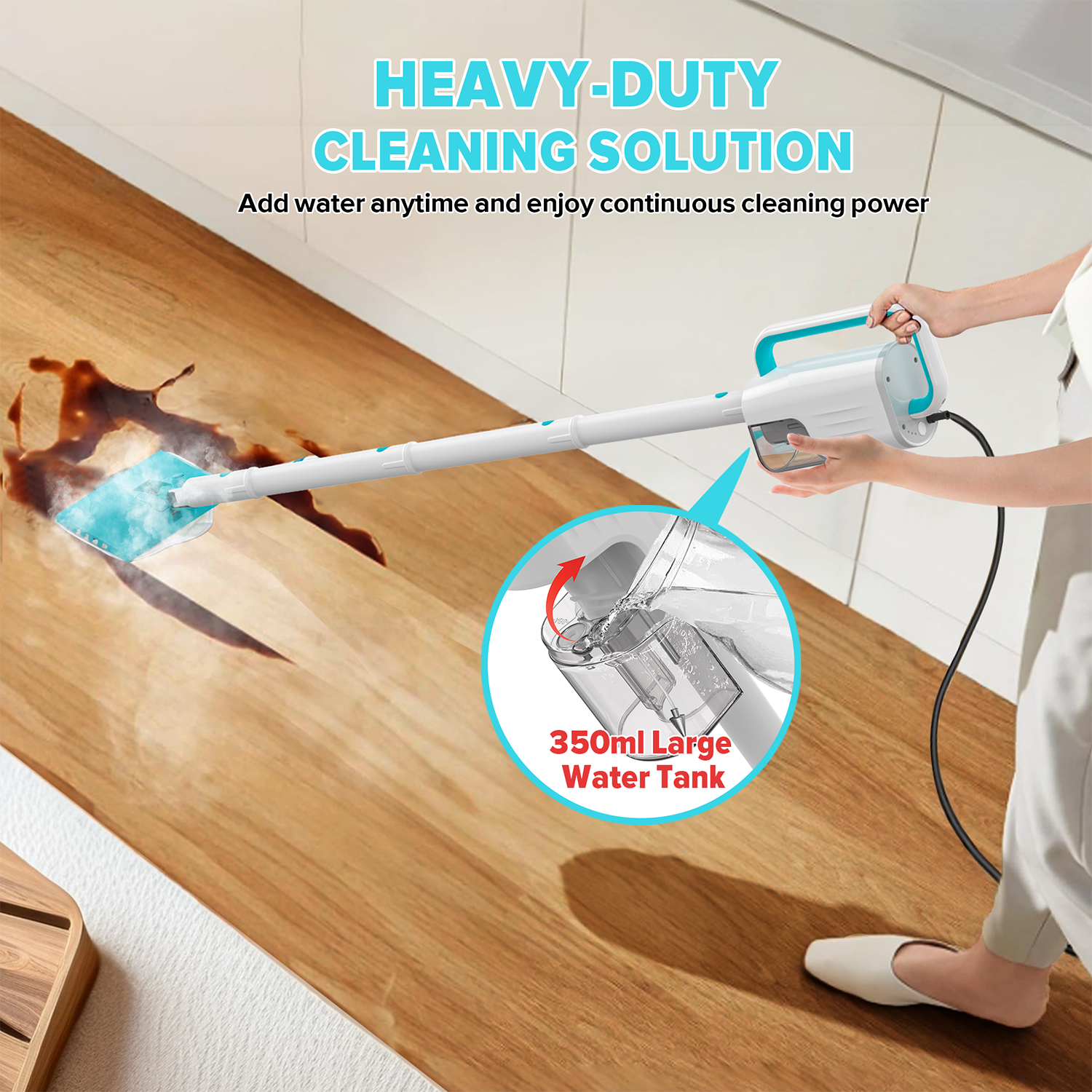 INSE Steam Mop,All-in-One Scrubbing and Sanitizing Detachable Floor Steamer,11 Accessories for Upholstery,Carpet & Furniture,F1