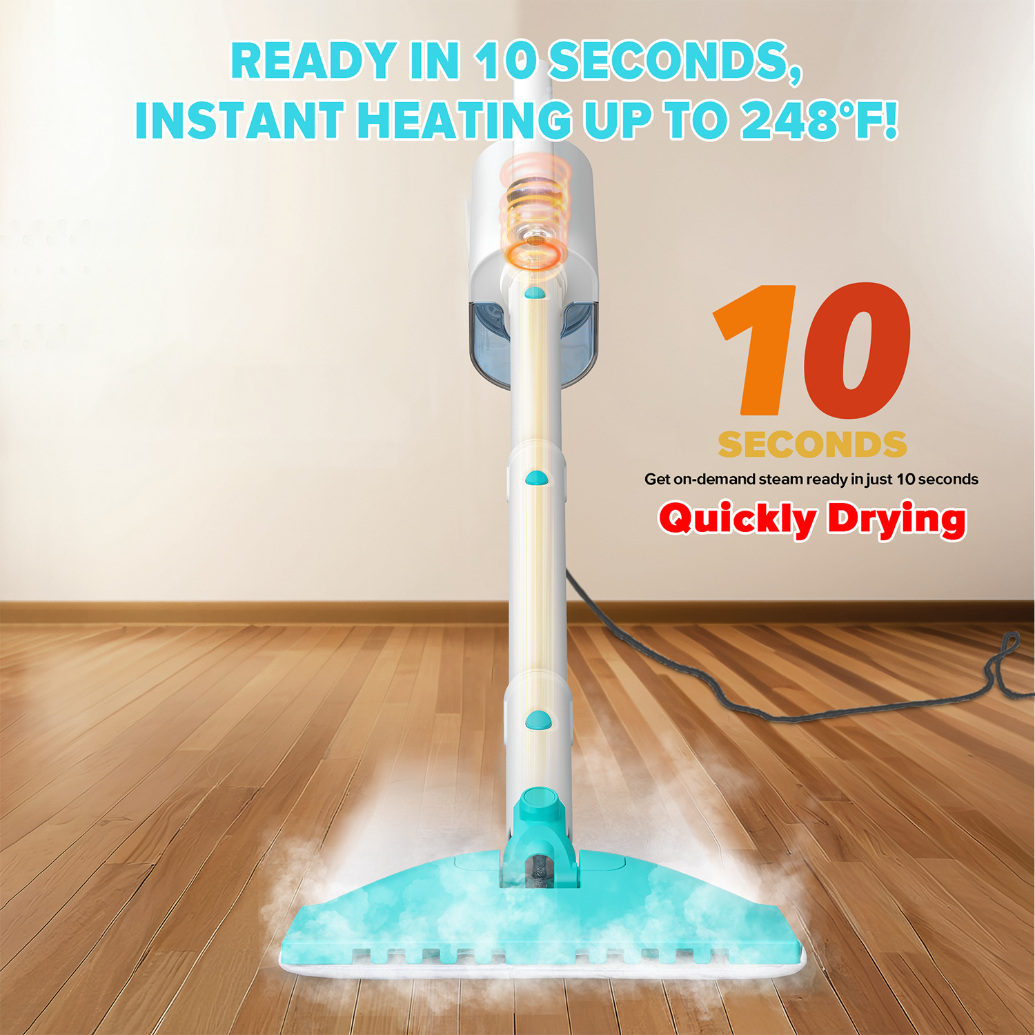 INSE Steam Mop,All-in-One Scrubbing and Sanitizing Detachable Floor Steamer,11 Accessories for Upholstery,Carpet & Furniture,F1
