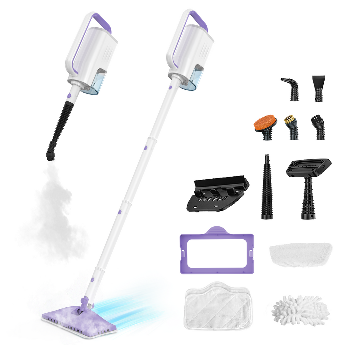 INSE Steam Mop,All-in-One Scrubbing and Sanitizing Detachable Floor Steamer,11 Accessories for Upholstery,Carpet & Furniture,F1