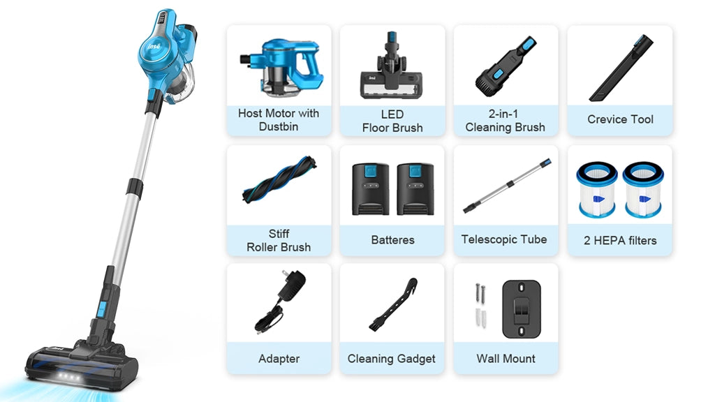 INSE S63 Cordless Vacuum with 2 Batteries 28Kpa Powerful Suction
