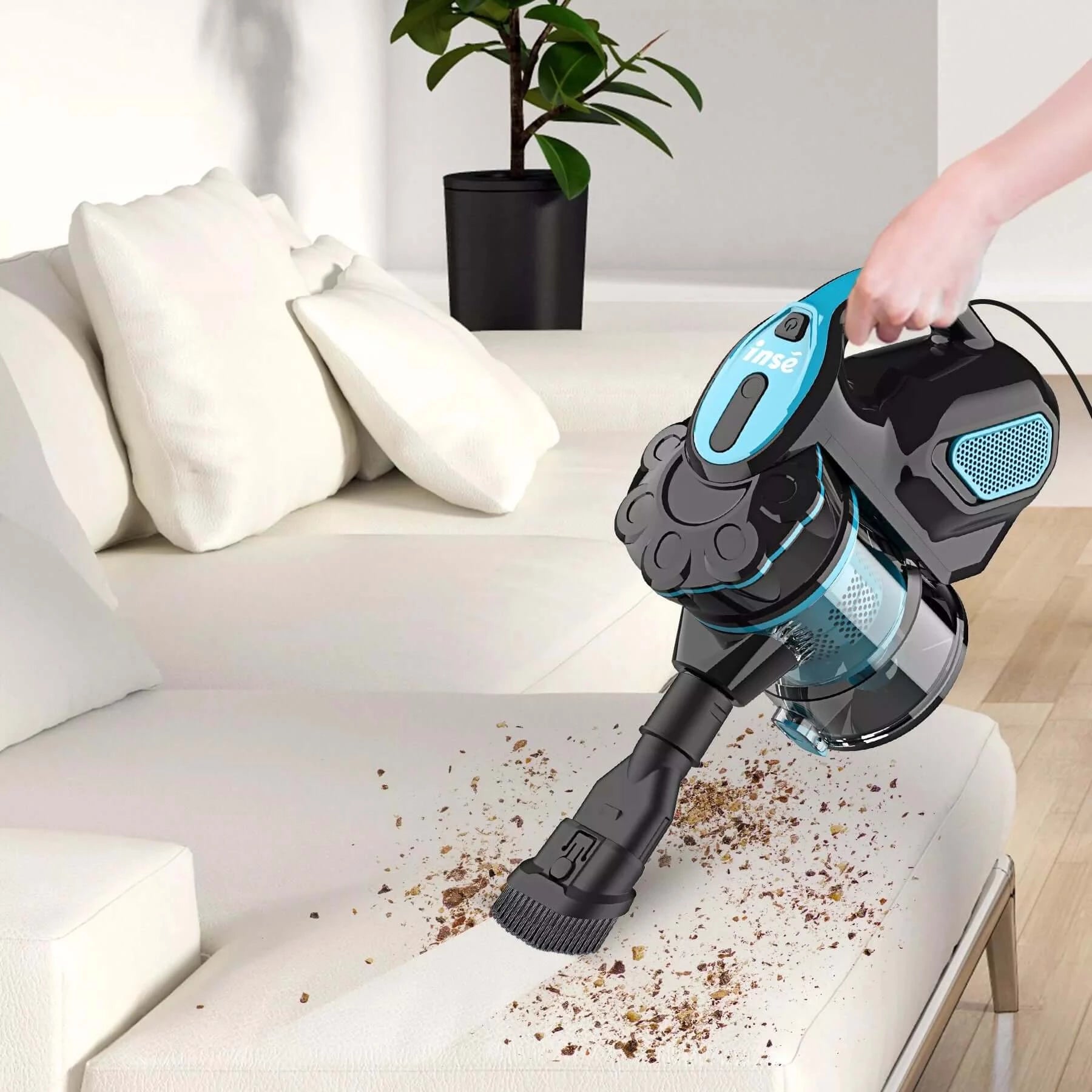 inse i5 corded stick vacuum-clean the furniture with 2-1 cleaning brush-inselife.com