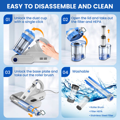 INSE Light Bed Vac Cleaner with HEPA Filter for Mattress Sofa Cirb Bed, M1