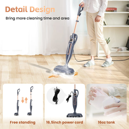 INSE Steam Mop with Rotating Pads, 10 in 1 Scrubbing Steam Vacmop for Kitchen, Hardwood Floor, Marble Floor, VM6