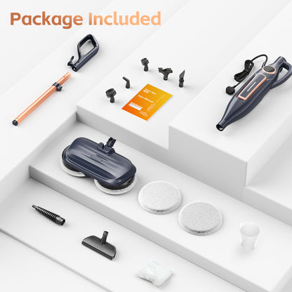 INSE Steam Mop with Rotating Pads, 10 in 1 Scrubbing Steam Vacmop for Kitchen, Hardwood Floor, Marble Floor, VM6