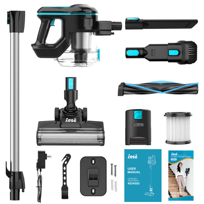 INSE Cordless Vacuum Cleaner,6-in-1 Rechargeable Stick Vacuum Lightweight for Carpet Hardfloor Pet Hair Home,N520 Blue