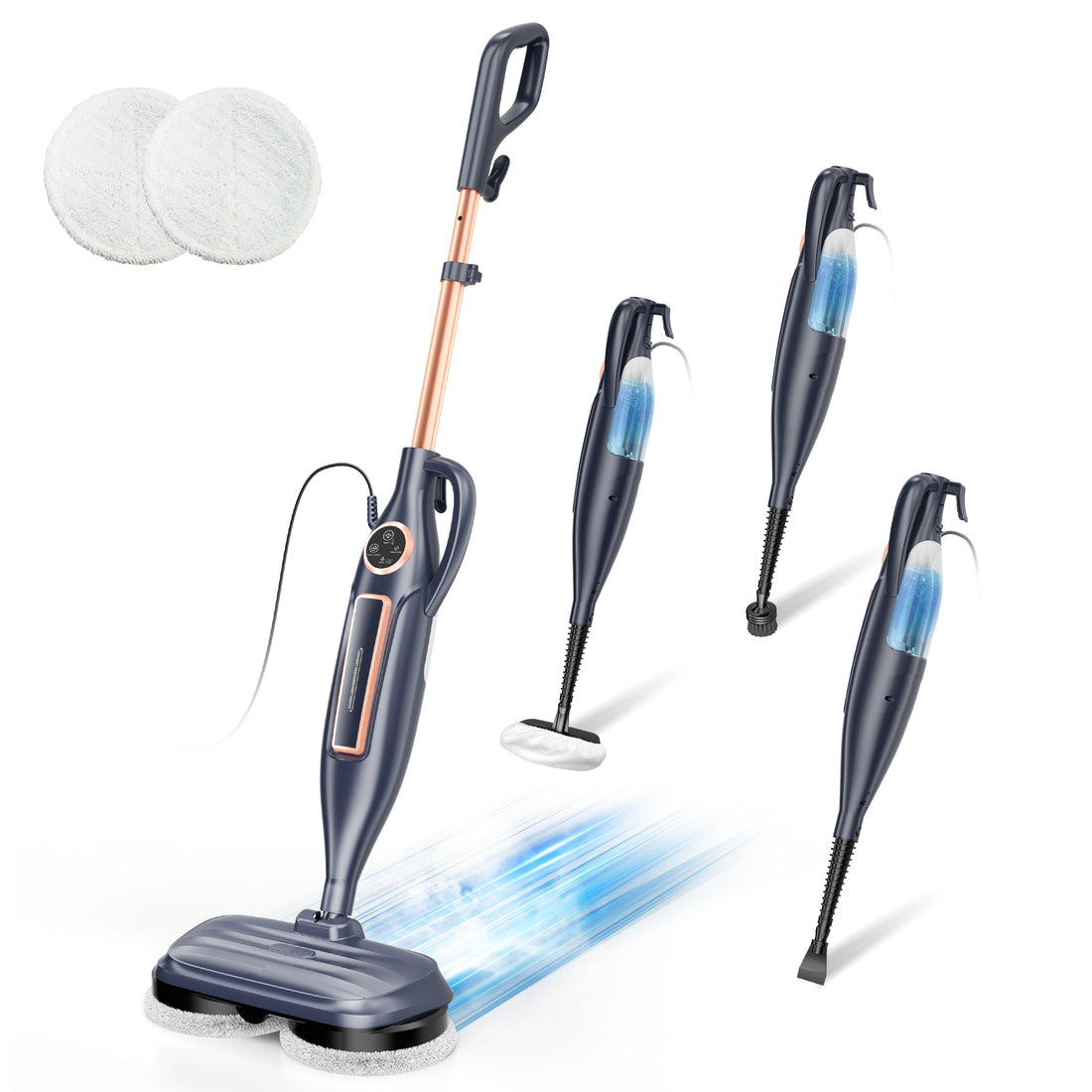 INSE Steam Mop with Rotating Pads, 10 in 1 Vacmop for Hardwood Floor, VM6