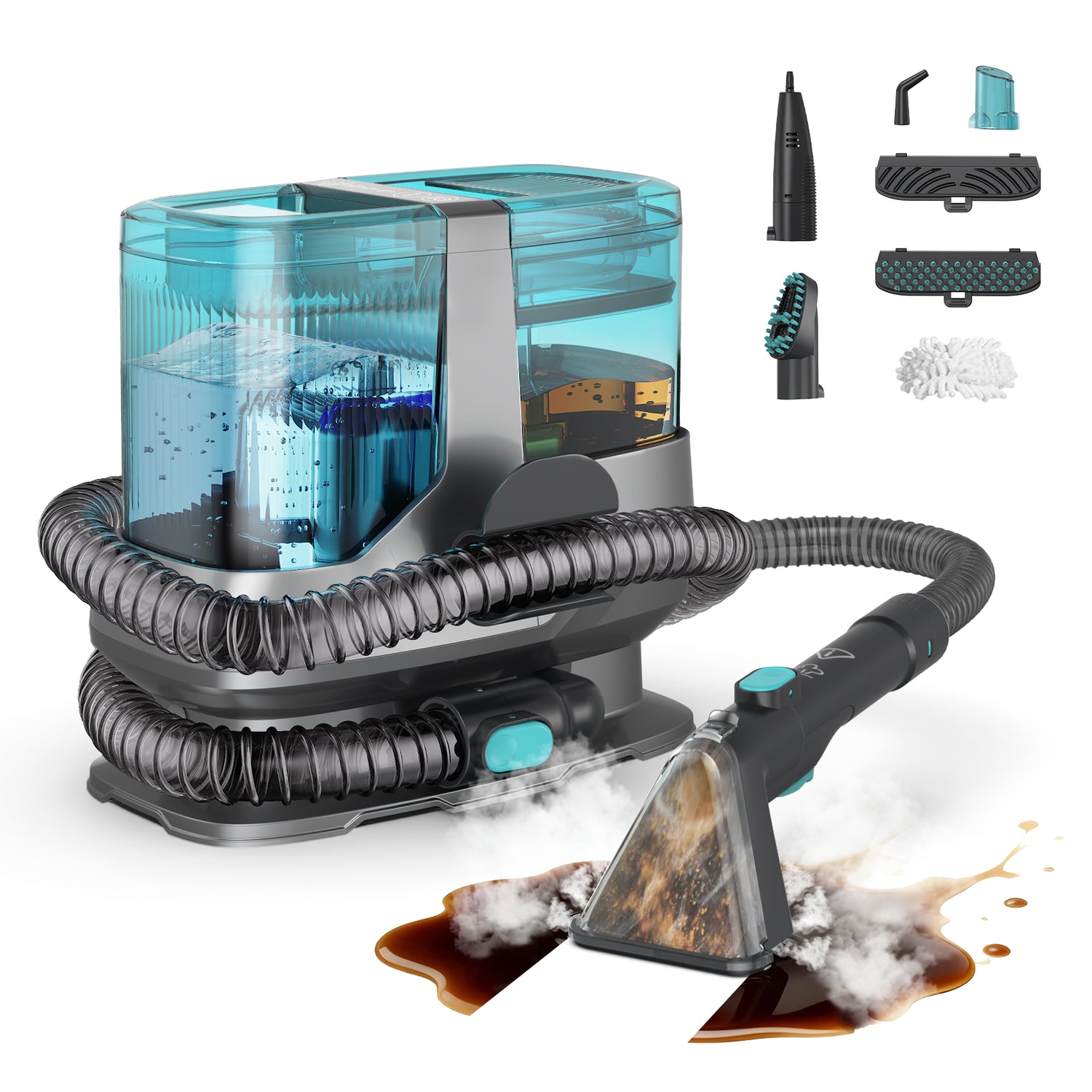 Steam Carpet Cleaner with 18KPa Deep Steam Cleaning, Portable Upholstery Cleaner Machine for Kitchen, Sofa, Pets Stains, Carpet, Car, with 10 Pcs Steam Cleaning Tool Set