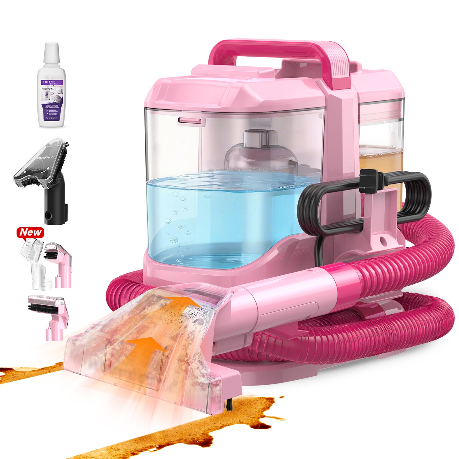 Upholstery Carpet Vacuum Cleaner, 18KPa Suction Spot Cleaning Machine for Pet Stains, Carpets, Sofa, Car Seats, Mattress, with 3 Multipurpose Cleaning Tools, 6&