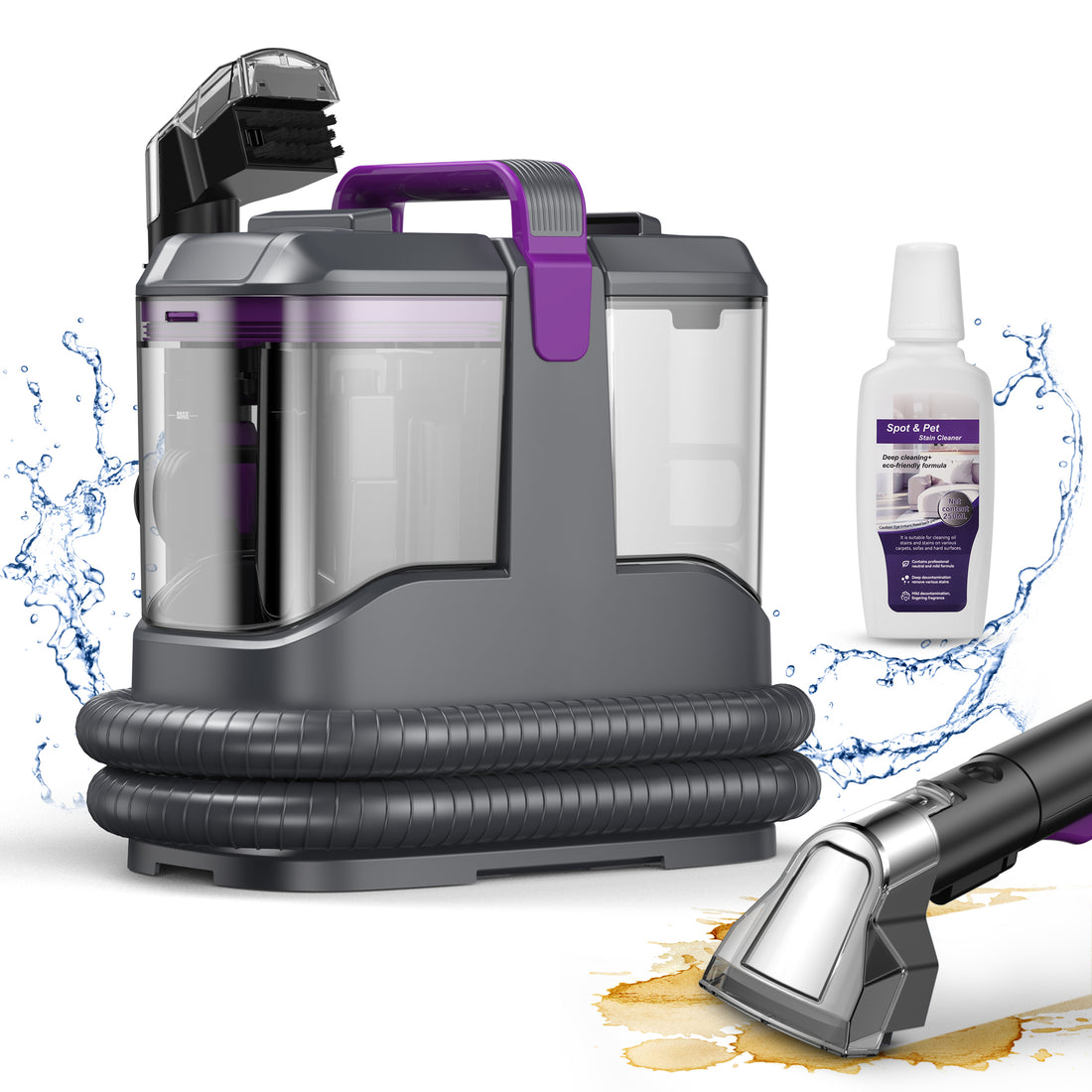 INSE Portable Carpet and Upholstery Vacuum Cleaner, Includes 8.5oz Stain Lifter, C9