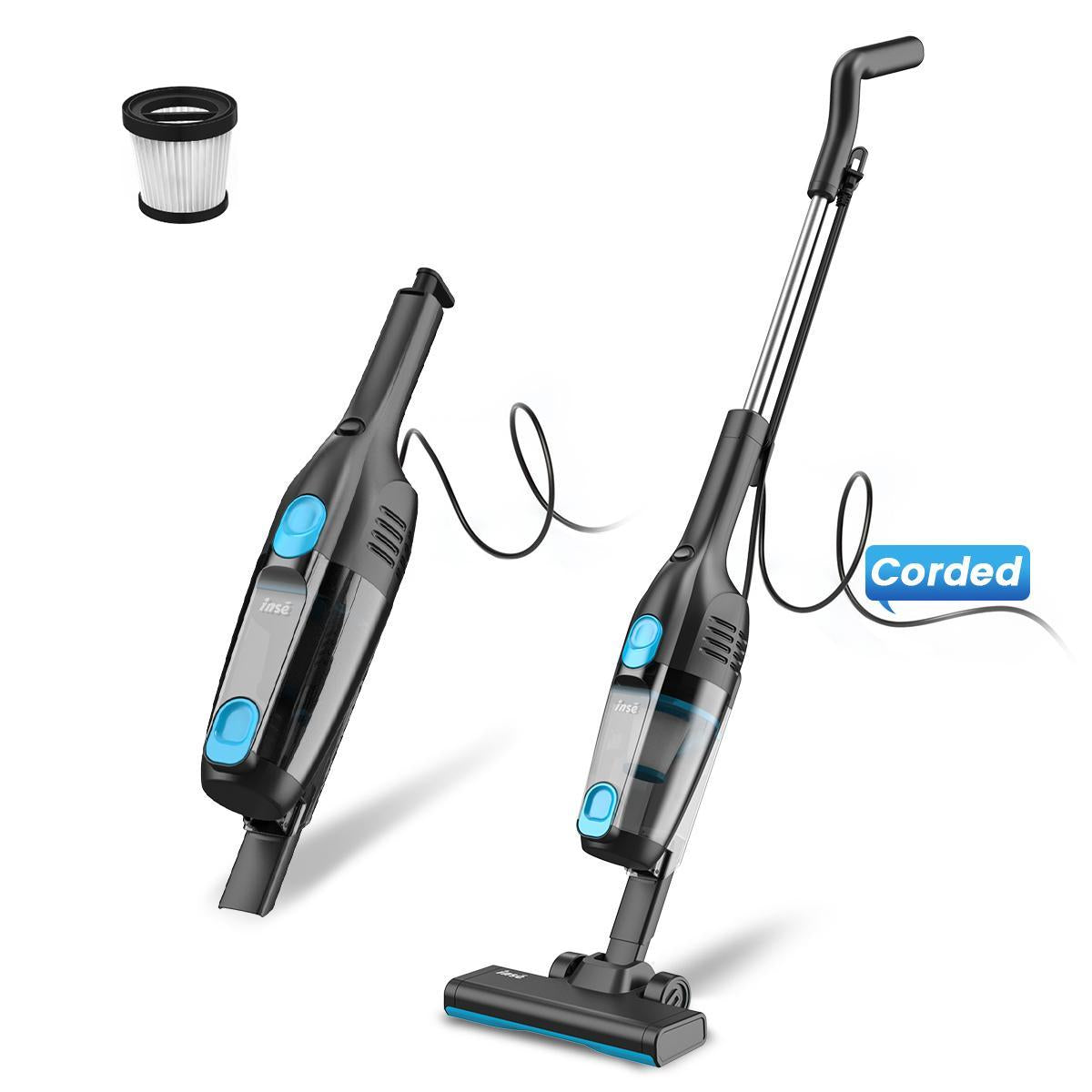 INSE R6X Corded Stick Vacuum Cleaner for Hard floors 15KPa Suction with 600W Motor