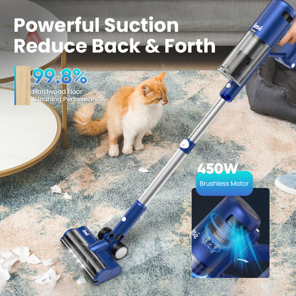 INSE Cordless Vacuum with 30Kpa Suction &amp; 60 Mins Runtime, Stick Vacuum for Carpet, Tile, Pet Hair, Hardwood Floors, V120S