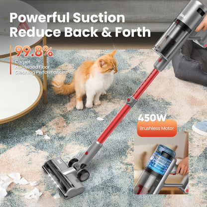 INSE Cordless Vacuum with 30Kpa Suction &amp; 60 Mins Runtime, Stick Vacuum for Carpet, Tile, Pet Hair, Hardwood Floors, V120S