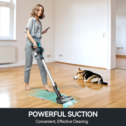 INSE Cordless Vacuum Cleaner,6-in-1 Rechargeable Stick Vacuum Lightweight for Carpet Hardfloor Pet Hair Home,N520 Blue