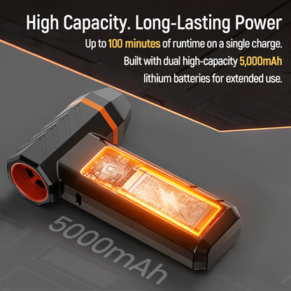 Compressed Air Duster Cordless Leaf Blower, 180000RPM Brushless Motor Violent TurboFan, Electric Air Turbo Duster Blower, 4 Gears Adjustable with LED Light Electric Air Blower for PC, Keyboard, Electronics and Outdoor, Workbench