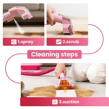 Upholstery Carpet Vacuum Cleaner, 18KPa Suction Spot Cleaning Machine for Pet Stains, Carpets, Sofa, Car Seats, Mattress, with 3 Multipurpose Cleaning Tools, 6&