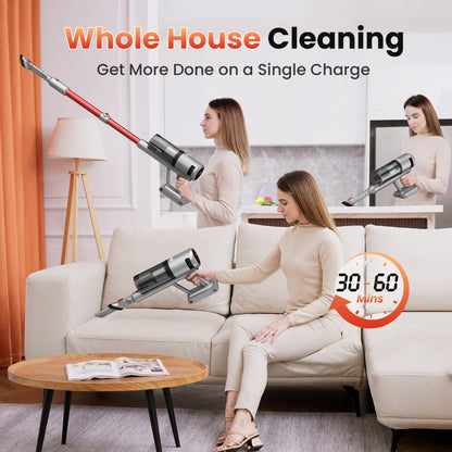 INSE Cordless Vacuum with 30Kpa Suction &amp; 60 Mins Runtime, Stick Vacuum for Carpet, Tile, Pet Hair, Hardwood Floors, V120S