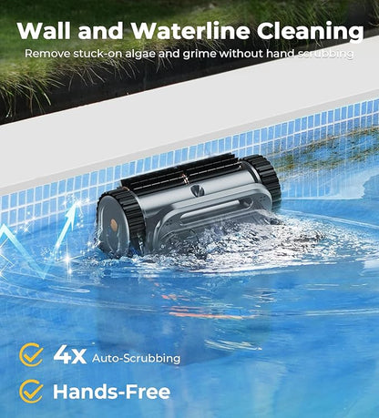 U8 Cordless Robotic Pool Cleaner for Walls &amp; Waterline, Automatically Climbs &amp; Cleans, No Hand-Scrubbing, Auto-Docking, 150min Runtime Pool Vacuum Robot for Inground Pools up to 2600 Sq.ft