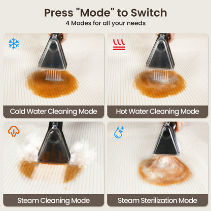Steam Carpet Cleaner with 18KPa Deep Steam Cleaning, Portable Upholstery Cleaner Machine for Kitchen, Sofa, Pets Stains, Carpet, Car, with 10 Pcs Steam Cleaning Tool Set