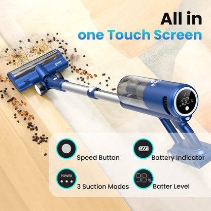 INSE Cordless Vacuum with 30Kpa Suction &amp; 60 Mins Runtime, Stick Vacuum for Carpet, Tile, Pet Hair, Hardwood Floors, V120S