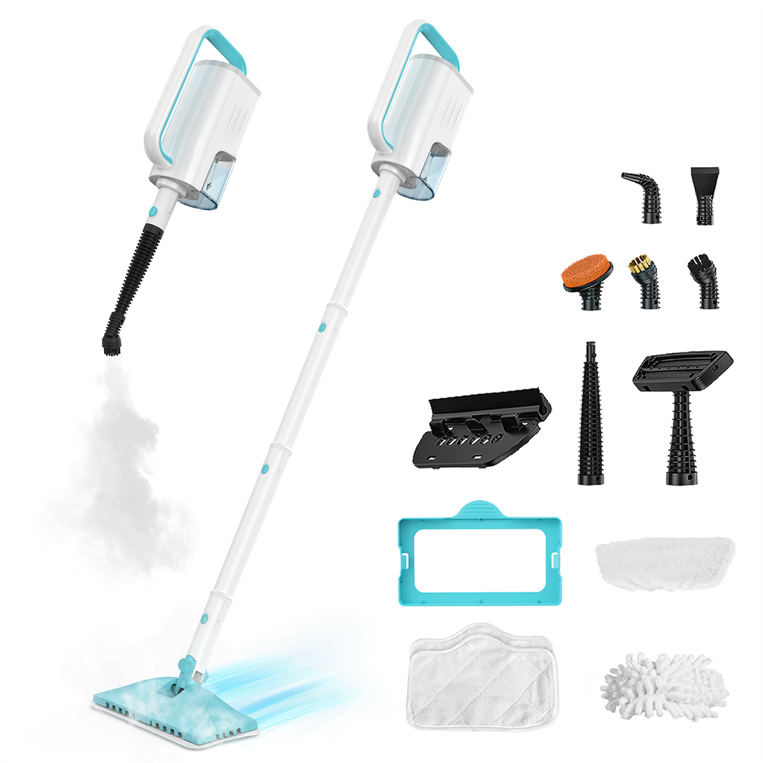 INSE Steam Mop,All-in-One Scrubbing and Sanitizing Detachable Floor Steamer,11 Accessories for Upholstery,Carpet & Furniture,F1