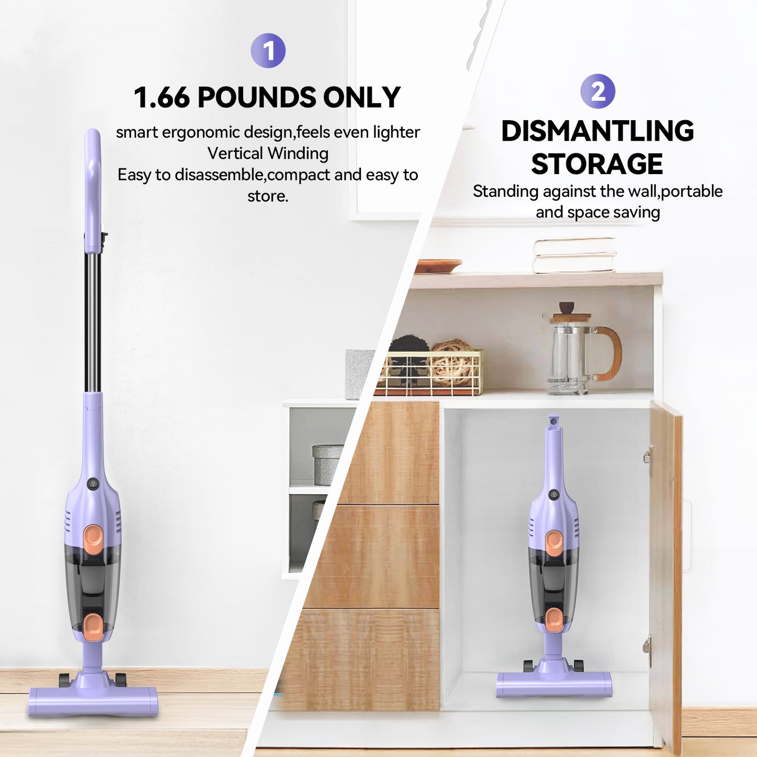 INSE R6X Corded Stick Vacuum Cleaner for Hard floors 15KPa Suction with 600W Motor