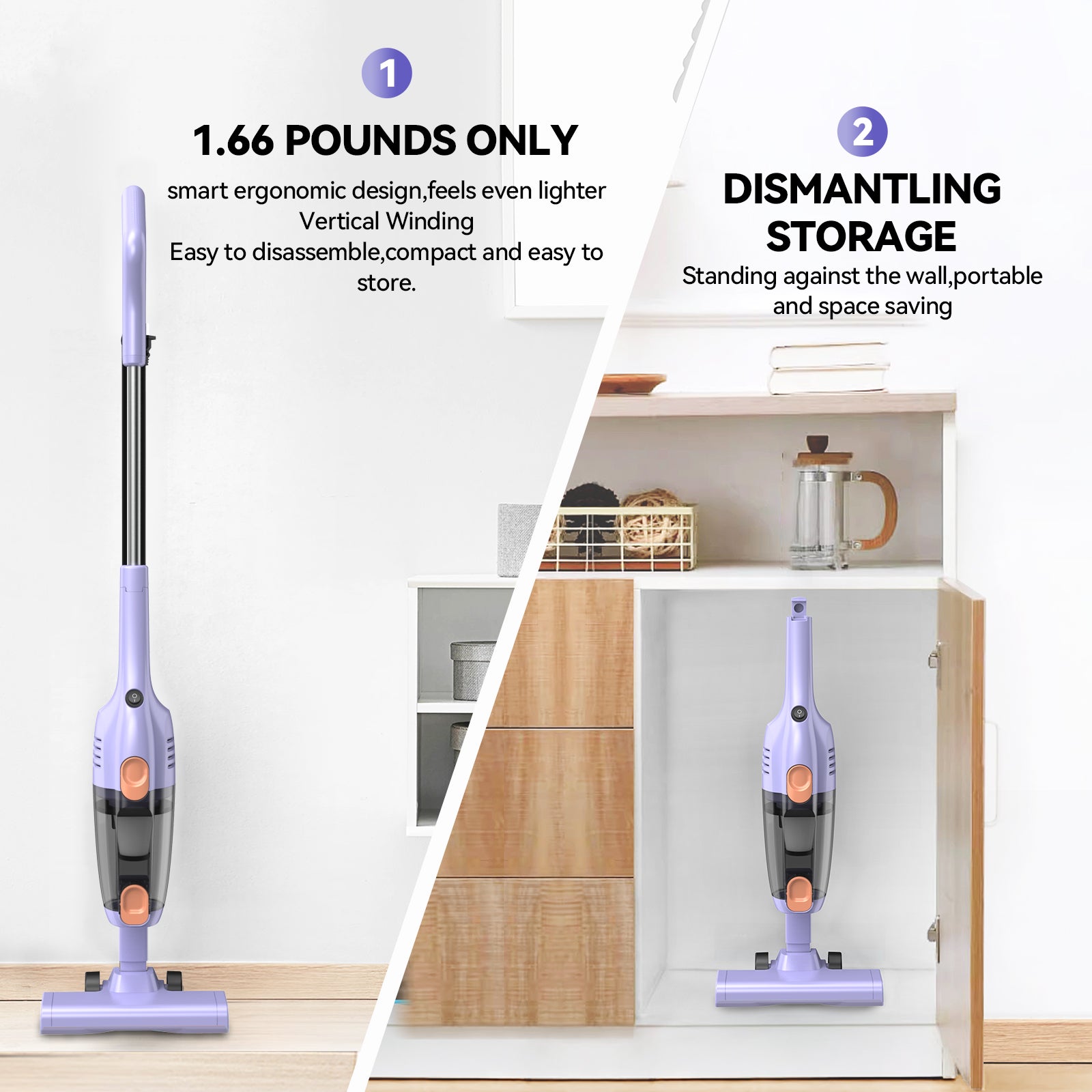 INSE R6X Corded Stick Vacuum Cleaner for Hard floors 15KPa Suction with 600W Motor