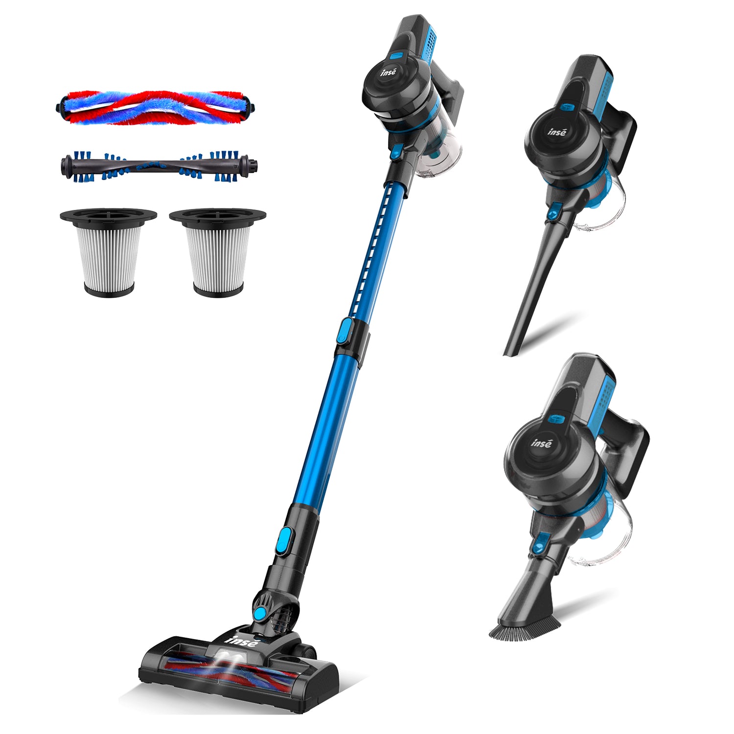 INSE N6S Cordless Vacuum Cleaner 12Kpa 160W Rechargeable Stick Vacuum 6 in 1 | Blue