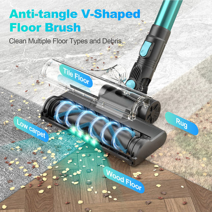 INSE Cordless Vacuum Cleaner,Ultra-Lightweight,LED Headlights,Removable Handheld Vacuum for Pet Hair Carpet Hardfloors,N3P Green