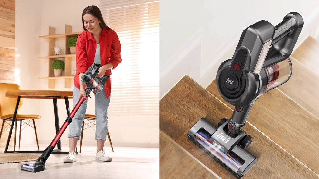 inse n650 cordless vacuum extendable tube to clean floor or stairs