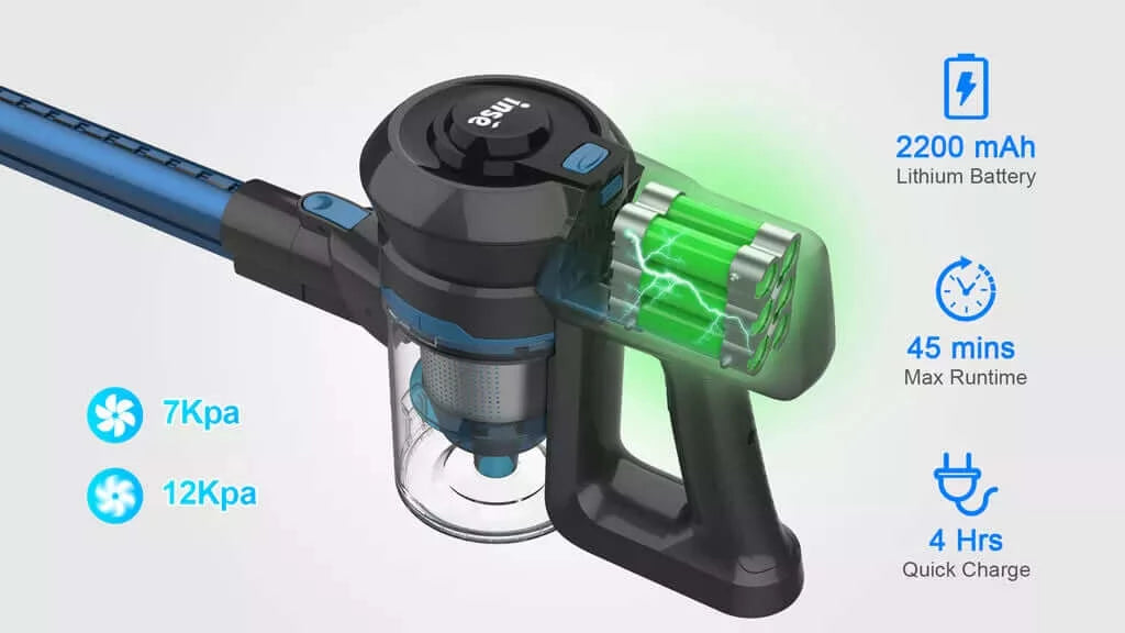 inse n6s lightweight cordless vacuum has two suction settings-inselife.com
