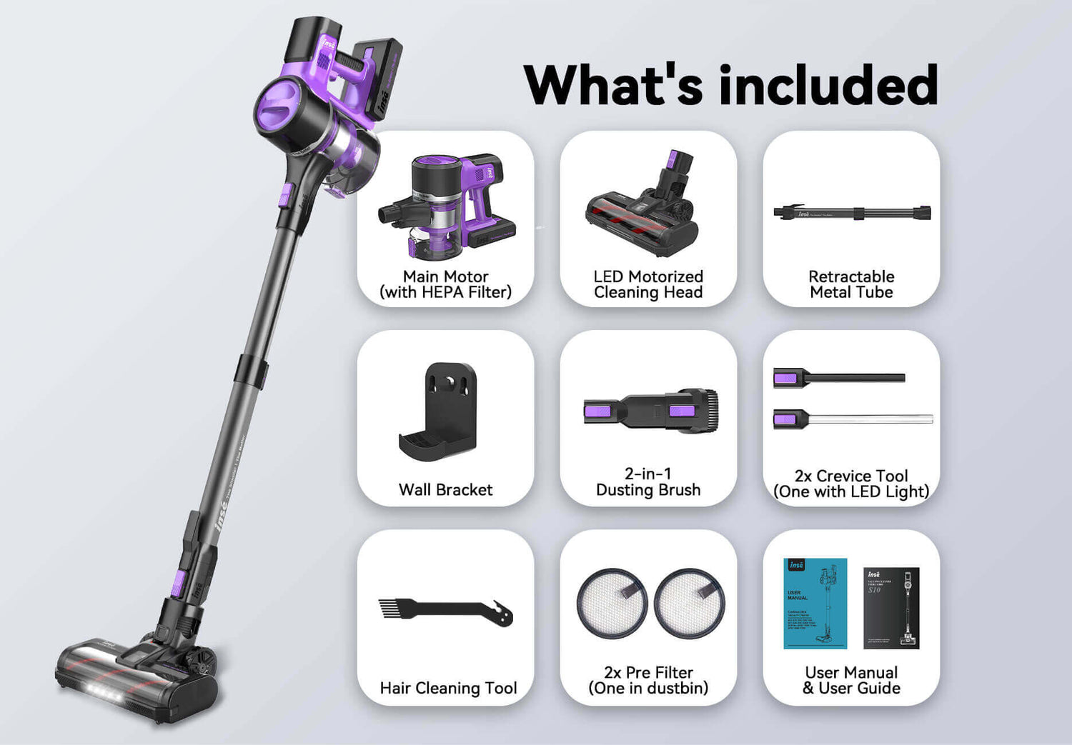 inse s10 best cordless vacuum under $200 with all parts-inselife.com