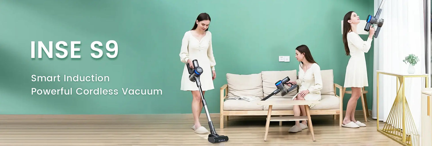 inse s9 cordless vacuum powerful vacuum-product landing page banner for desktop-inselife.com