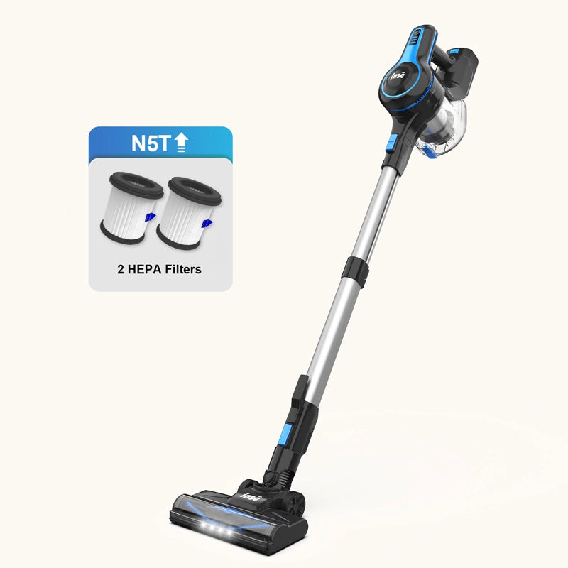 inse n5t cordless vacuum blue with two hepa filters