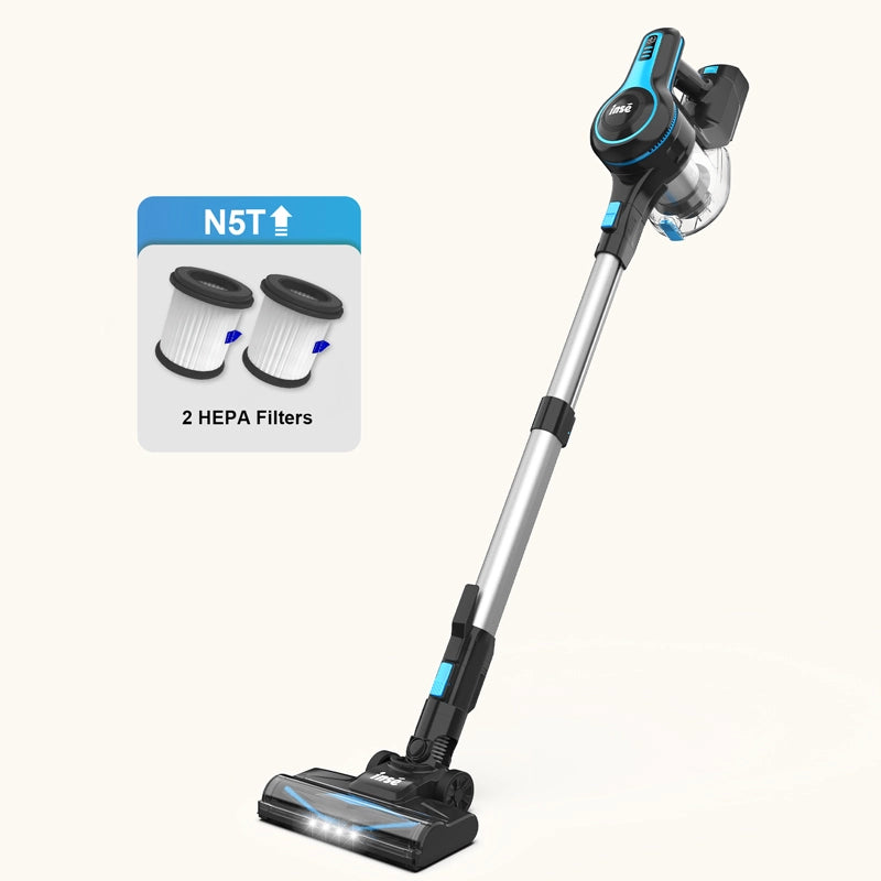 inse n5t cordless vacuum light blue with two hepa filters