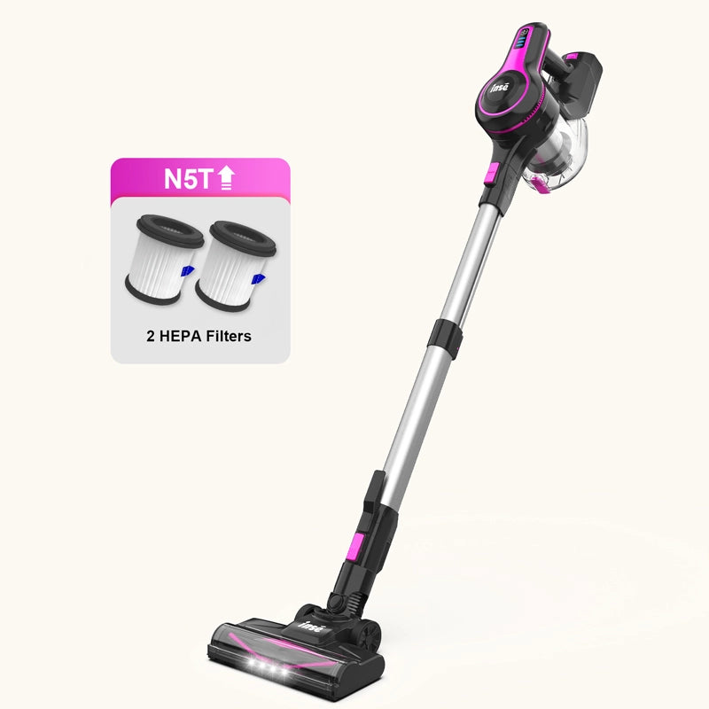 inse n5t cordless vacuum rose red with two hepa filters