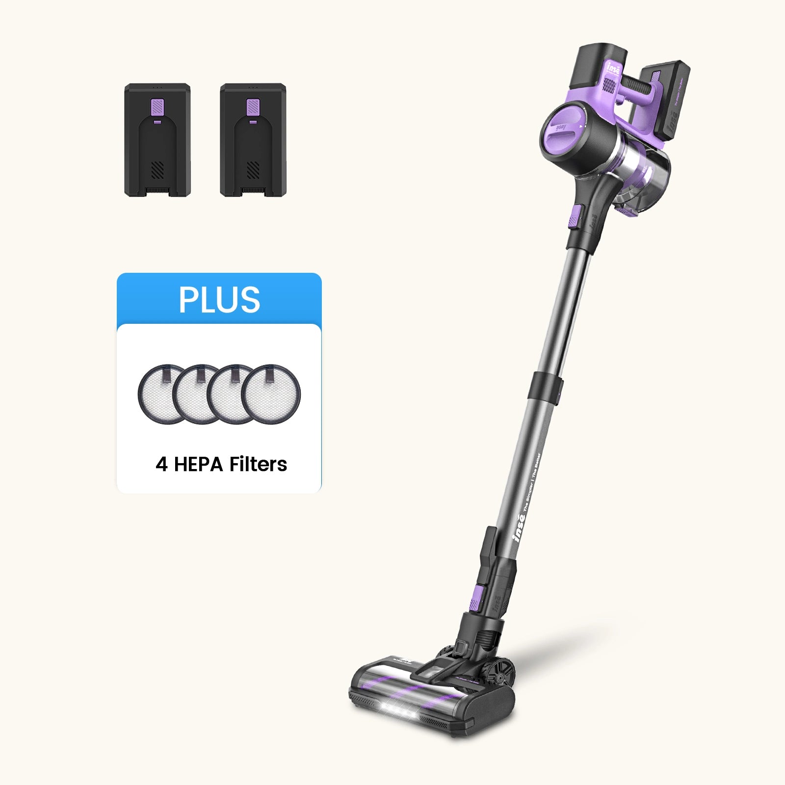 inse s10p cordless stick vacuum with 4filters