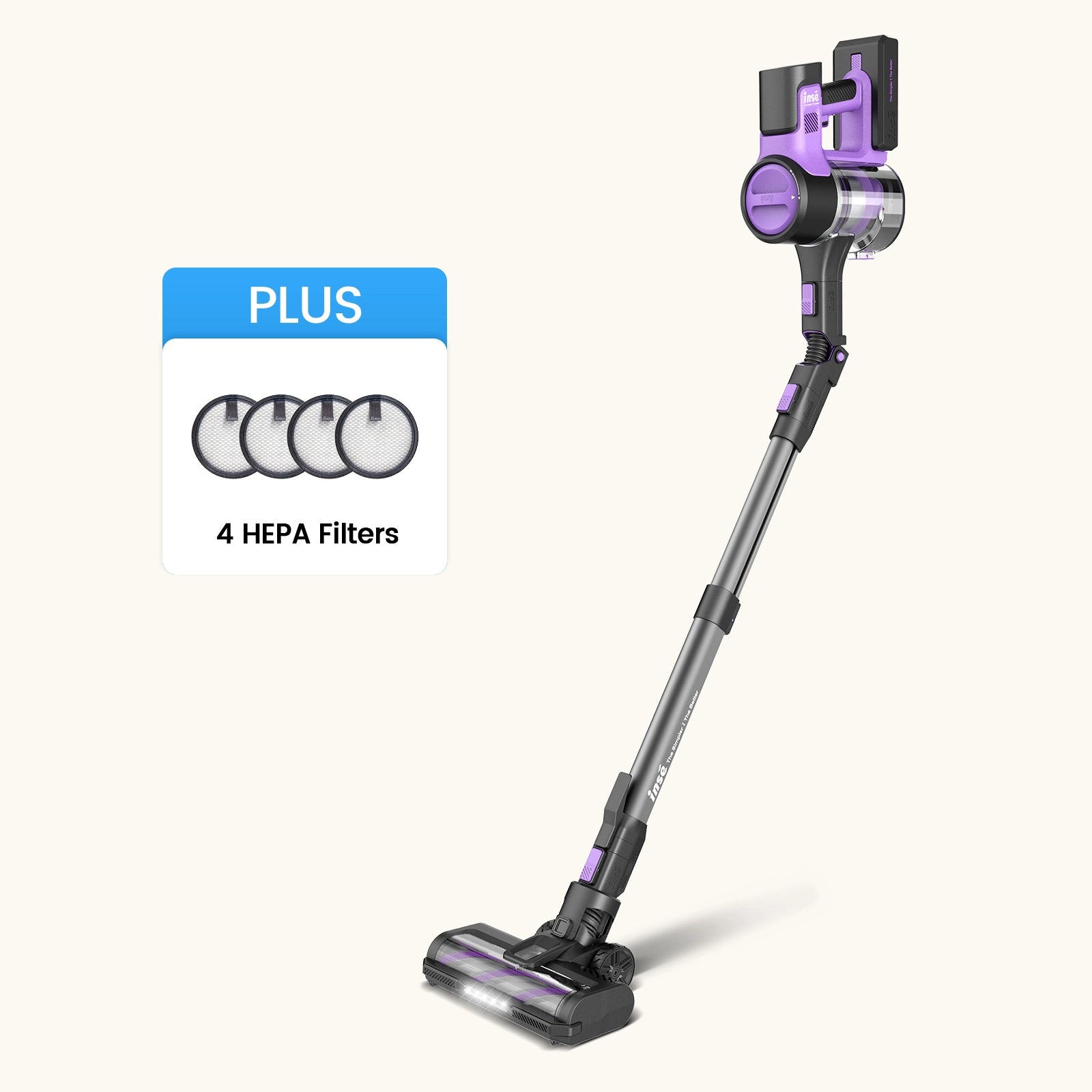 inse s10x cordless stick vacuum with 4filters