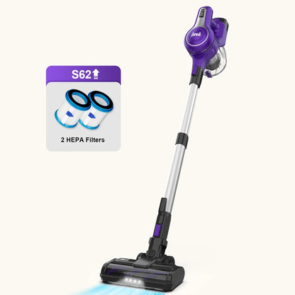 inse s62 cordless stick vacuum purple with two filters
