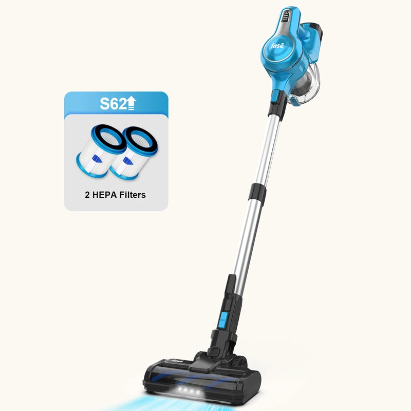 inse s62 cordless stick vacuum blue with twofilters
