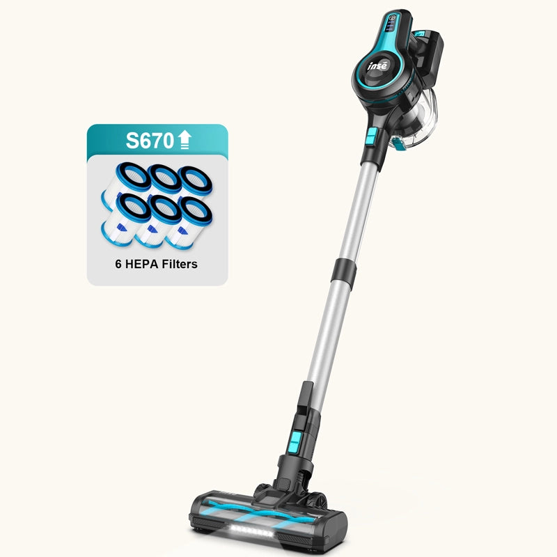 INSE S670 Cordless Vacuum Cleaner green with six filters