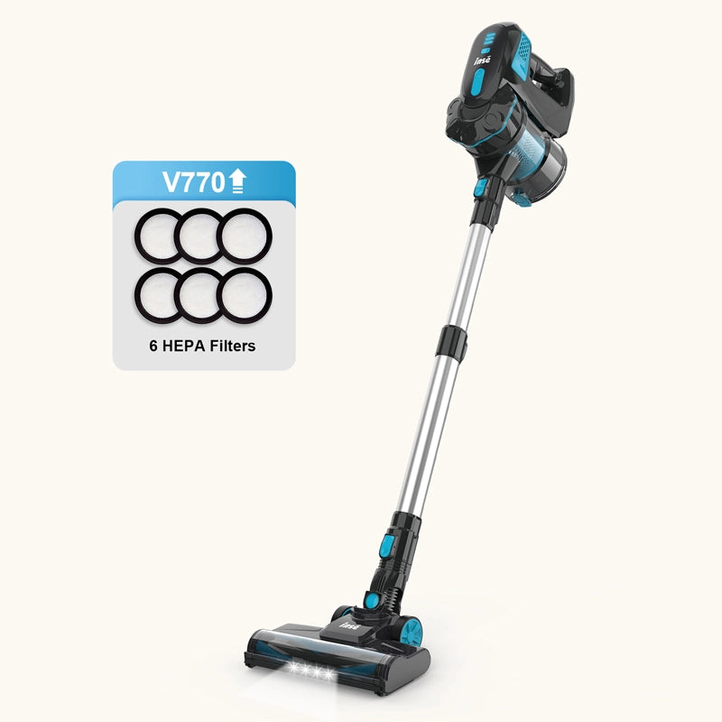 INSE V770 cordless stick vacuum under $100 blue with six filter