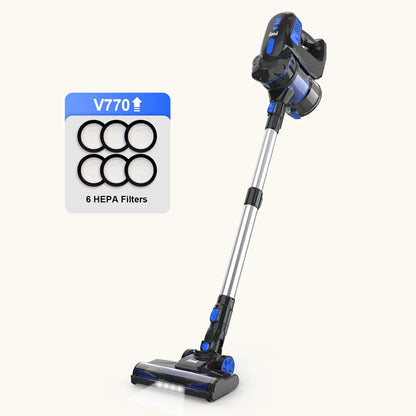 INSE V770 cordless stick vacuum under $100 dark blue with six filter