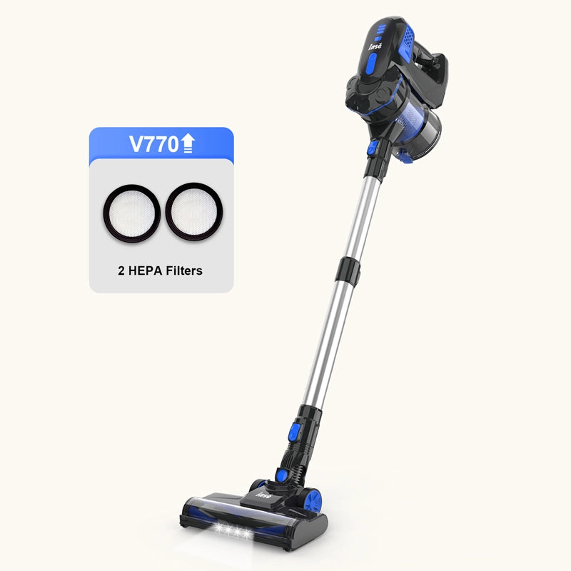 INSE V770 cordless stick vacuum under $100 dark blue with two filter